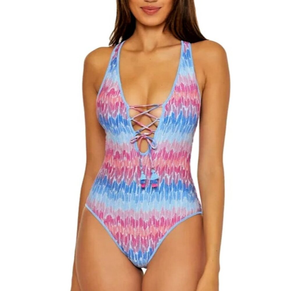 BECCA Blue and Pink One Piece Swimsuit